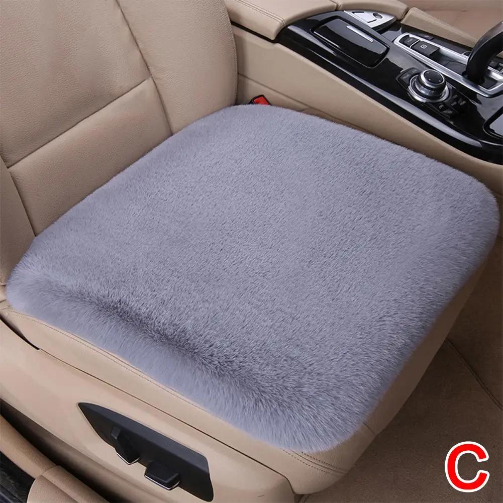 Car Seat Cushion Driver Seat Cushion Winter Warm Fluffy Cover Thick Pad Car Interior Wool Chair Seat Plush Accessories Home Q1R1