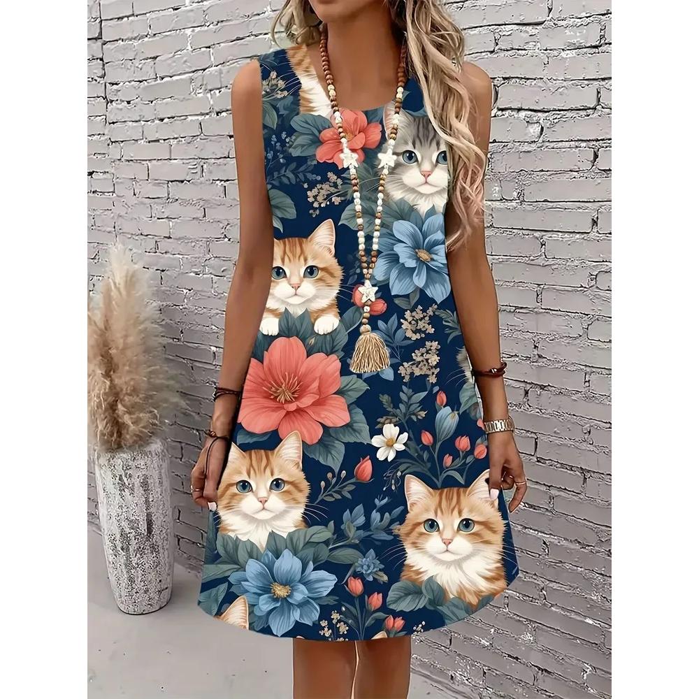 Fashion Versatile Sleeveless Dress Casual Loose Comfortable Casual Dresses S