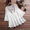 Top Camicetta Casual da Donna Estivi Monocolore Cotone e Lino Cuciture Pizzo Fiore Scollo a V Ampia Blusa Camicie Eleganti per le Vacanze