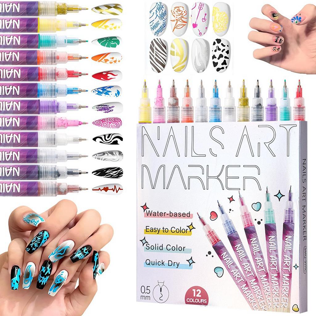 DIY Nail Pen  Painting And Doodling  Nail High-gloss Outlining Pen  Acrylic Pen Set  Colored Paint And Nail Pen 30ML