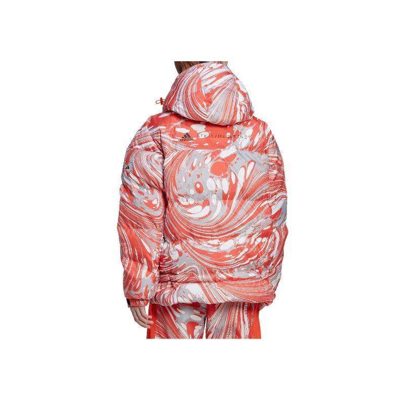 adidas Hooded Logo Print Drawstring Cotton Jacket Women Jacket Orange HI6087
