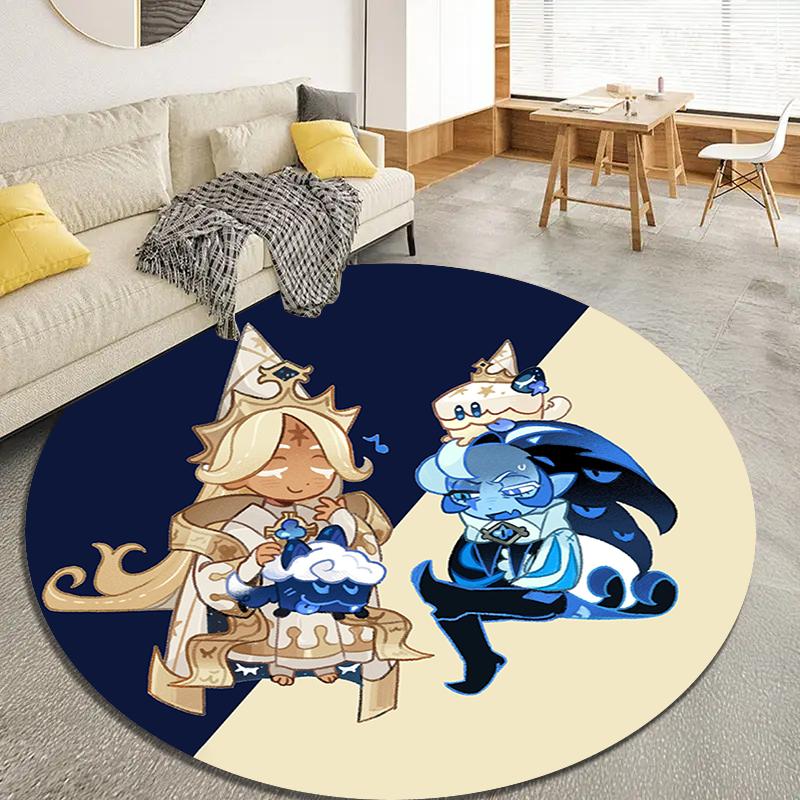 Cookie Run Kingdom Round Area Rug,Carpet Rug for Living Room Bedroom Sofa Playroom Decor,Non-slip Floor Mat19