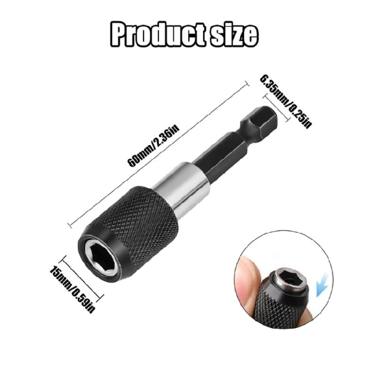 Ergonomic Fast Change Locking Mechanism 60mm Magnetic Bit Hexagonal Shank For Power/Manual Tool Carbon Steel Durability