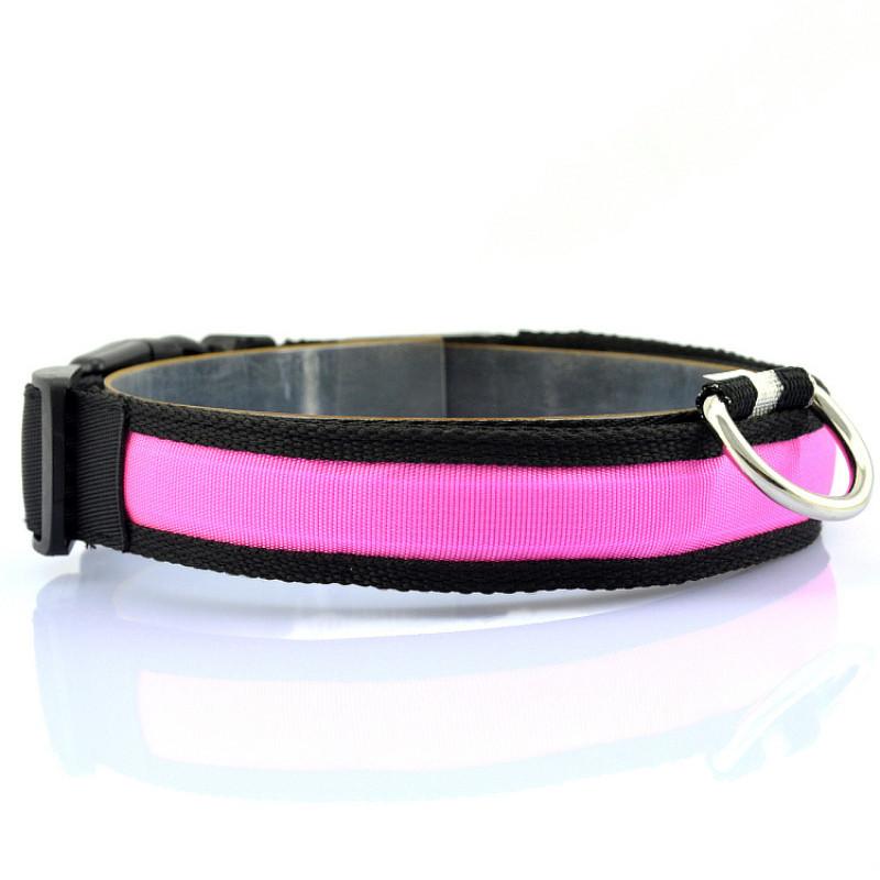 Adjustable Size Usb Rechargeable Led Pet Collar For Cats And Dogs Nylon Material