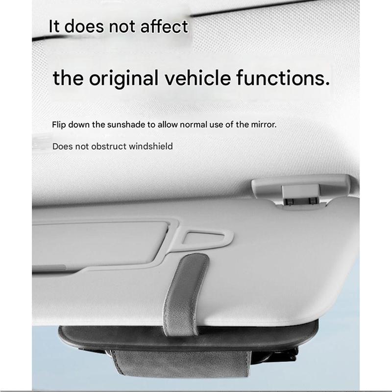 Car Sun Visor Glasses Case Premium Suede/Leather Sunglasses Holder Clip On Auto Interior Eyeglass Organizer Protective Box