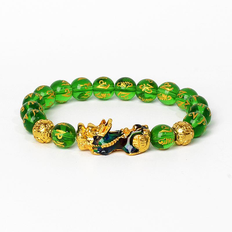 Feng Shui Black Obsidian Wealth Bracelets Men Color Changed Pi Xiu Bracelets Women 10mm Dragon Mantra Bead Bangle Lucky Jewelry