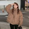 Down Cotton-padded Jacket for Female Students in Winter New Design Short Style Blue Stand-up Collar Puff Bread Jacket