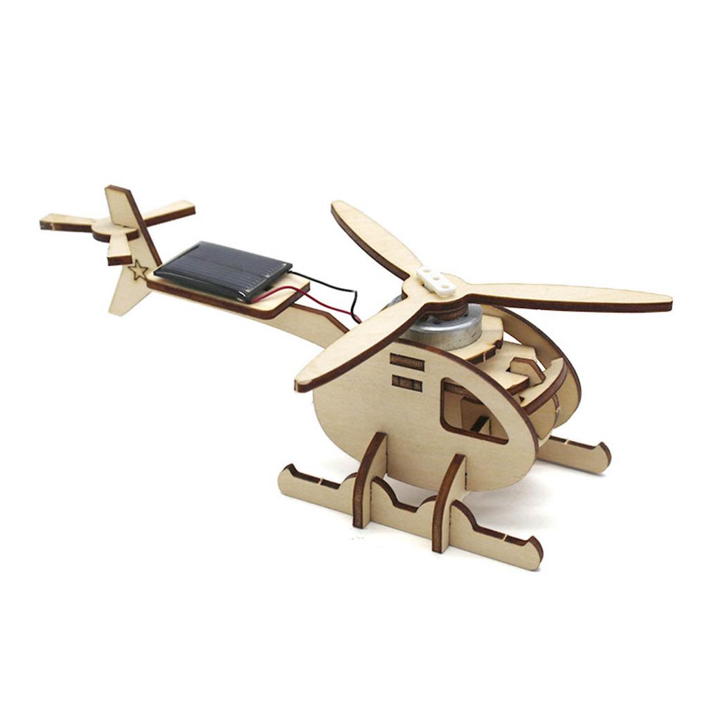 Solar Hubschraubermodell Holz Hubschrauber Spielzeug Puzzle Spielzeug Heimdekoration für Kinder
