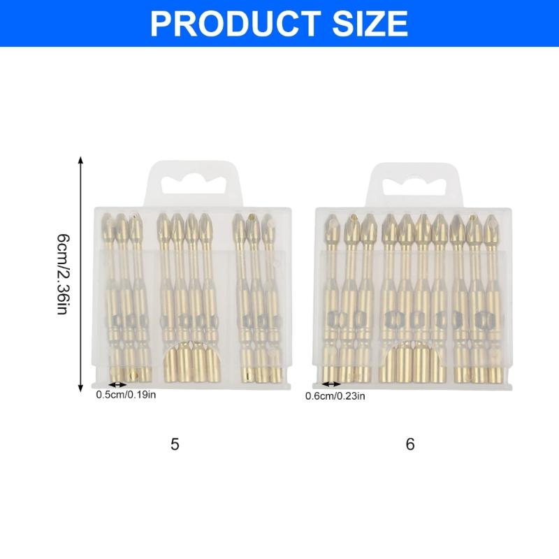 10Pcs 5mm/6mm Impact Screwdriver Bit Antislip Crossing Head Strong Magnetic Electric Drill Screwdriver Attachment Part