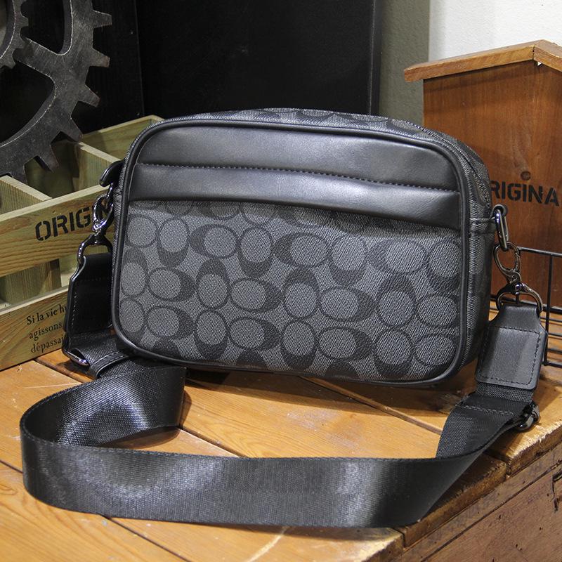 Plaid Men's Crossbody Shoulder Bag - Trendy Casual Korean Style Leather Sports Bag