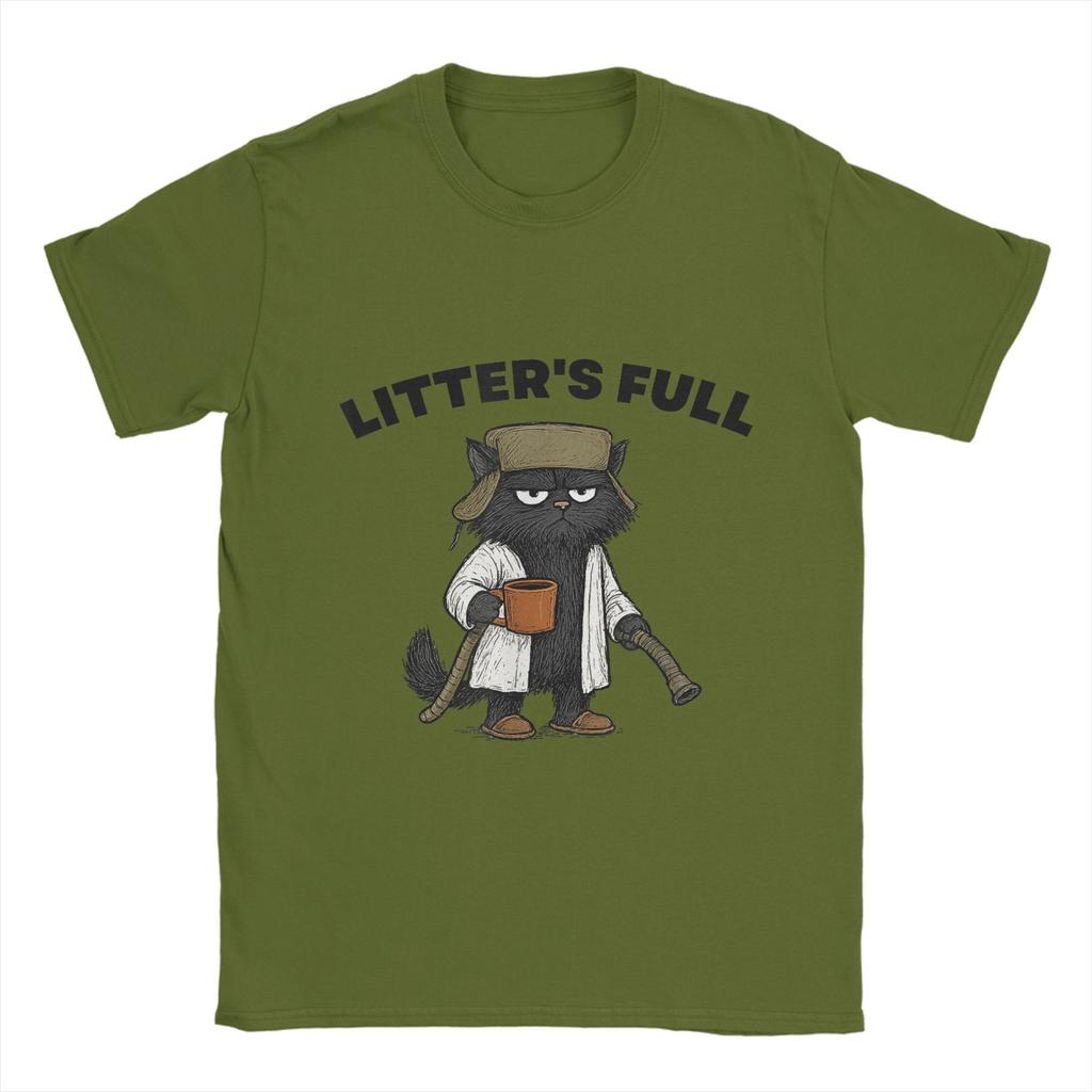 Funny Litters Full Cat  Men's T Shirts  Vintage Tee Shirt Short Sleeve Round Collar T-Shirts 100% Cotton Summer Tops