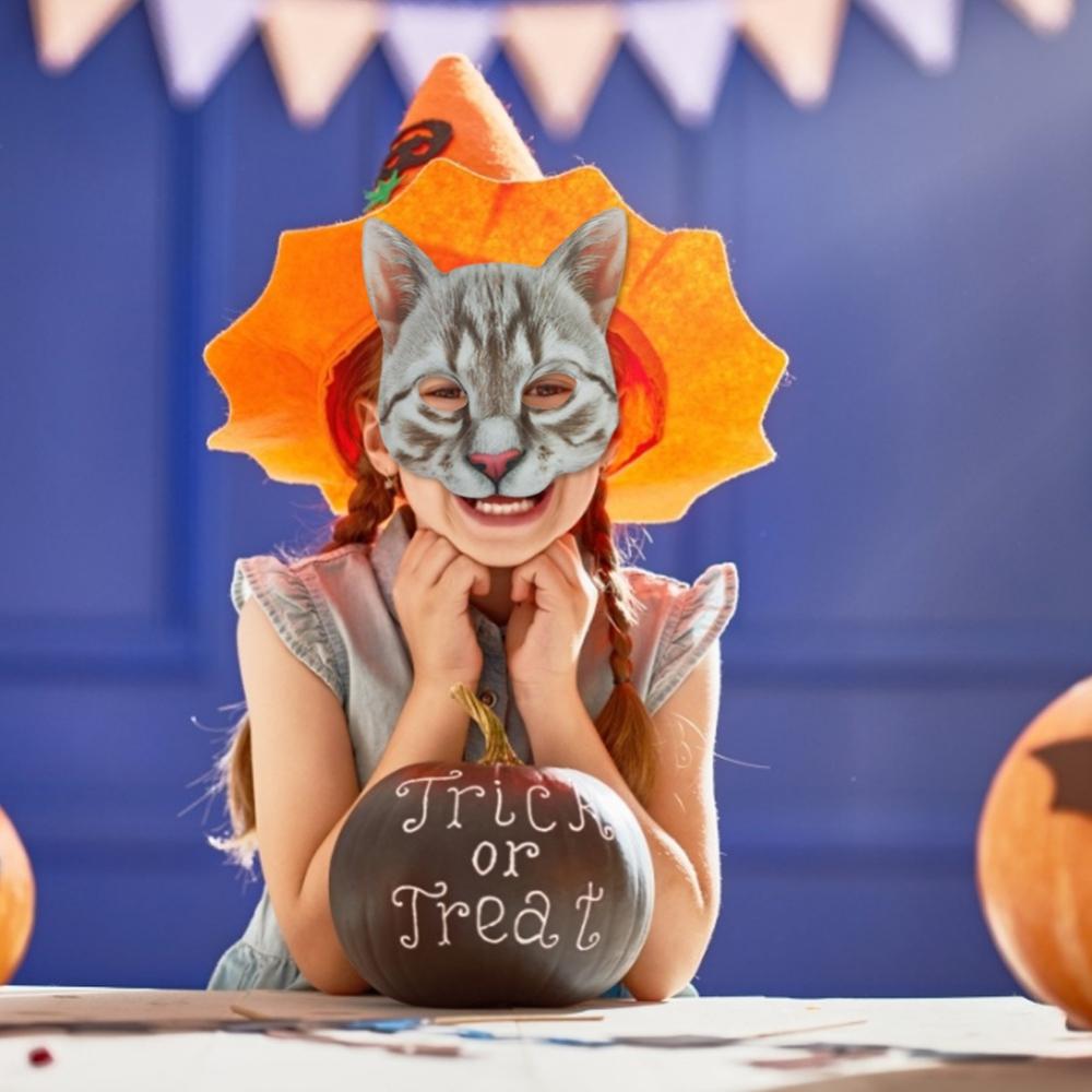 3D Masquerade Party Animal Cat Halloween Carnival Half-face Mask Beauty Cat Silver Layer Face Masks Masquerade Party Decor