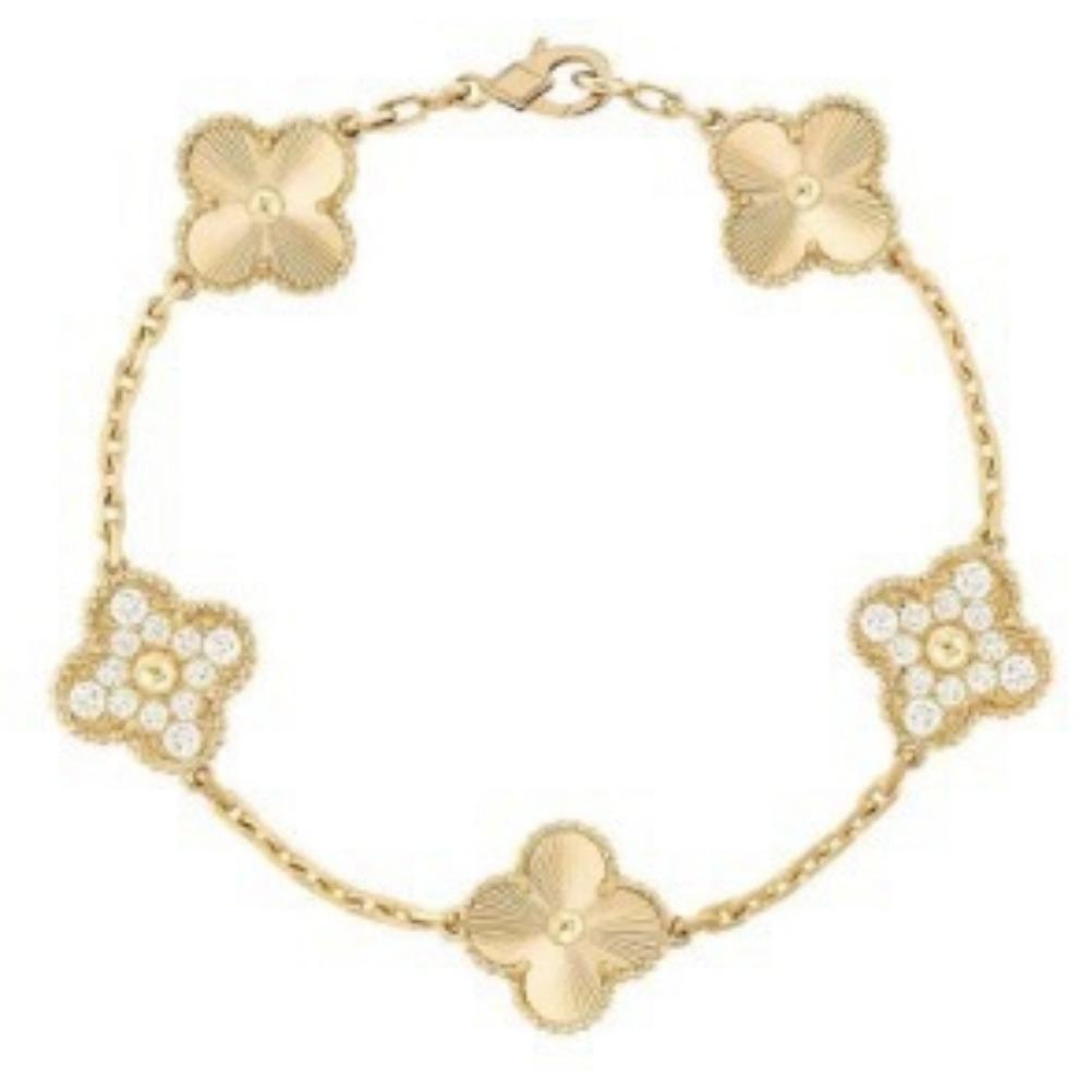 Luxury and Sophisticated Four-leaf Clover Bracelet for Women Made of Agate and Mother-of-pearl