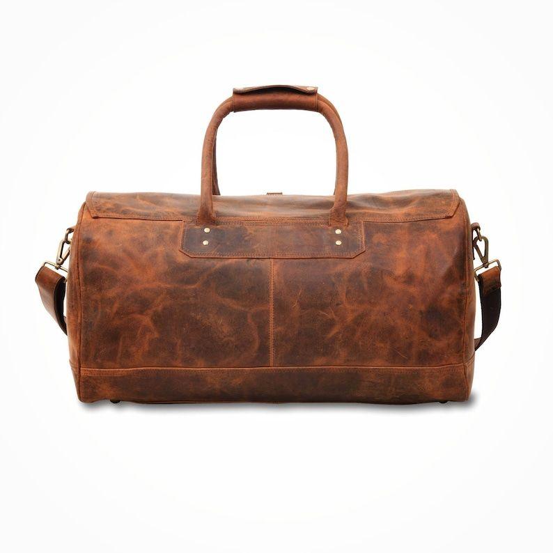 Full Grain Leather Weekender Bag: Handmade Distressed Duffle