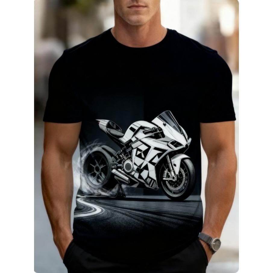 Men's Streetwear Sports 3D Print Loose Round Neck Short Sleeved T-shirt Top