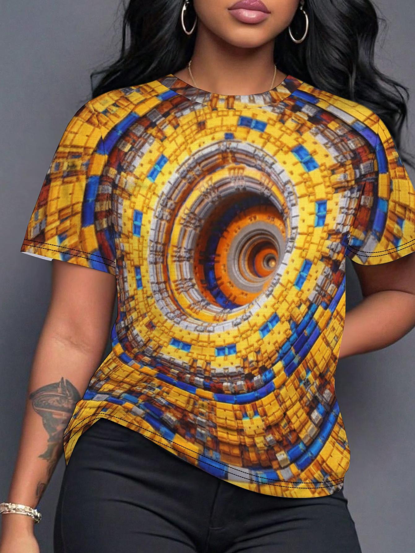 

Women s Short-sleeved Clothing. Featuring a Geometric Swirl Design with a Circular Mosaic Pattern S дубильная кора