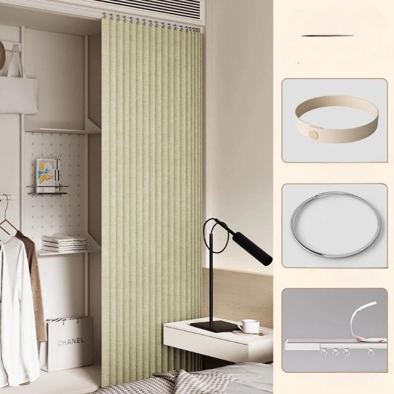 Rideau à coulisse pliante pour dressing, Rideaux de dressing pliants sans portes, Rideaux de porte anti-poussière pour armoire