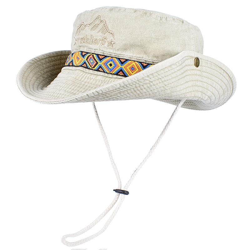 Outdoor Sun Hat Woman Bucket Hat Men Embroidered Vintage Beach Waterproof Fisherman Fishing Cap Summer Foldable Bob Man Panama