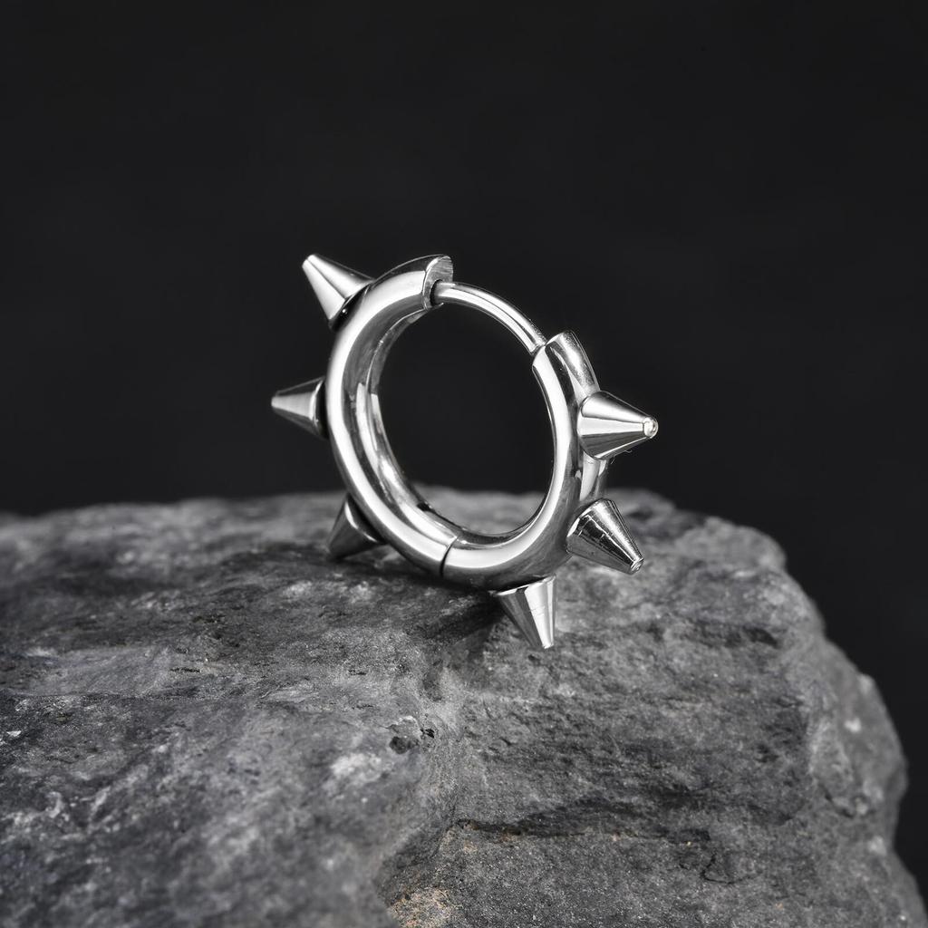 Steel Rivet Hoop Earring for Men Boys,Waterproof Anti Allergy Circle Round Earrings,Cool Punk Jewerlry To Him