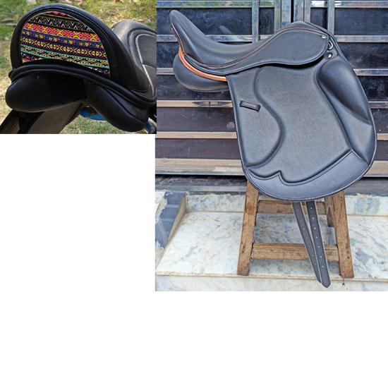 

Кожаное выездковое седло с двойными крыльями и сменными ленчиками – Элегантный дизайн задней луки 16 Inch чёрный