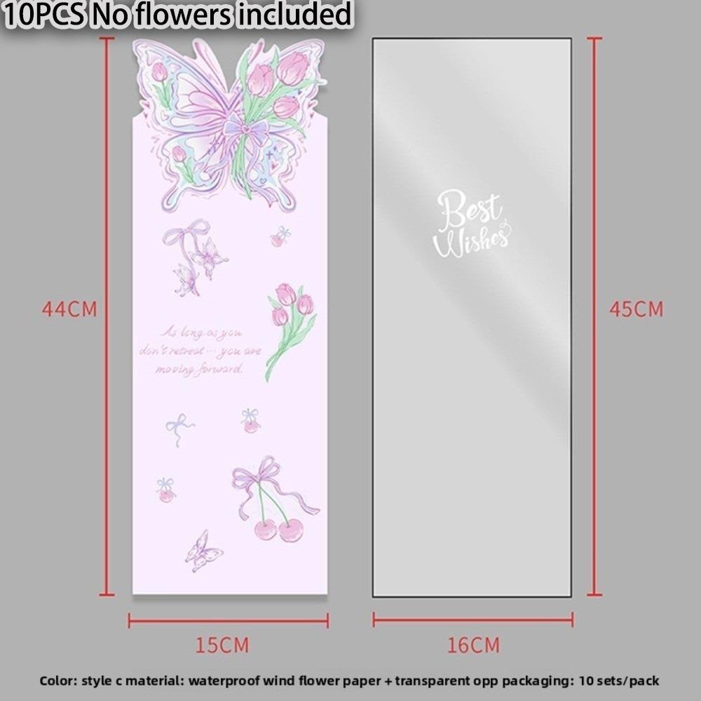 10pcs Butterfly Flower Packaging Bag Waterproof Transparent Flower Wrapping Packa DIY Floral Material Packaging