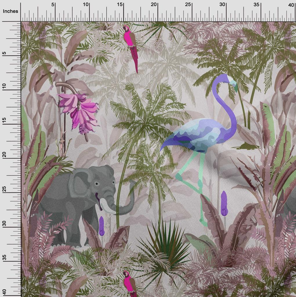 oneOone Cotton Flex Medium Purple Fabric Tropical Animal Sewing Fabric By The Yard Printed Diy Clothing Sewing Supplies 40 Inch