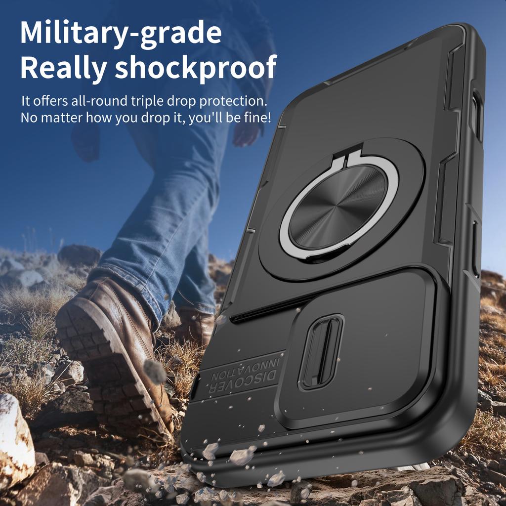 Anti-Shock Case for Iphone 17 Pro Max Iphone17 16 Plus 12 13 15 14 Pro Max Iphone16 Dual Layer Magnetic Ring Holder for Magsafe