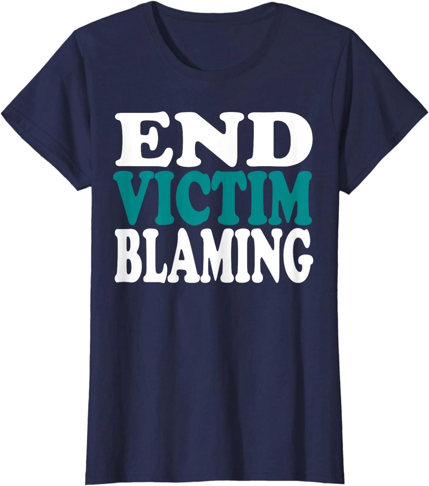 End Victim Blaming Sexual Assault Awareness Month Ladies Crewneck T-Shirt XXL