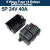 12V/24V 40A 4/5 Pin 6-Way Fuse Relay Box 4 Relay Holder Standard ATO Fuse Block with Free Assembly for Car Motorcycle Relays 5