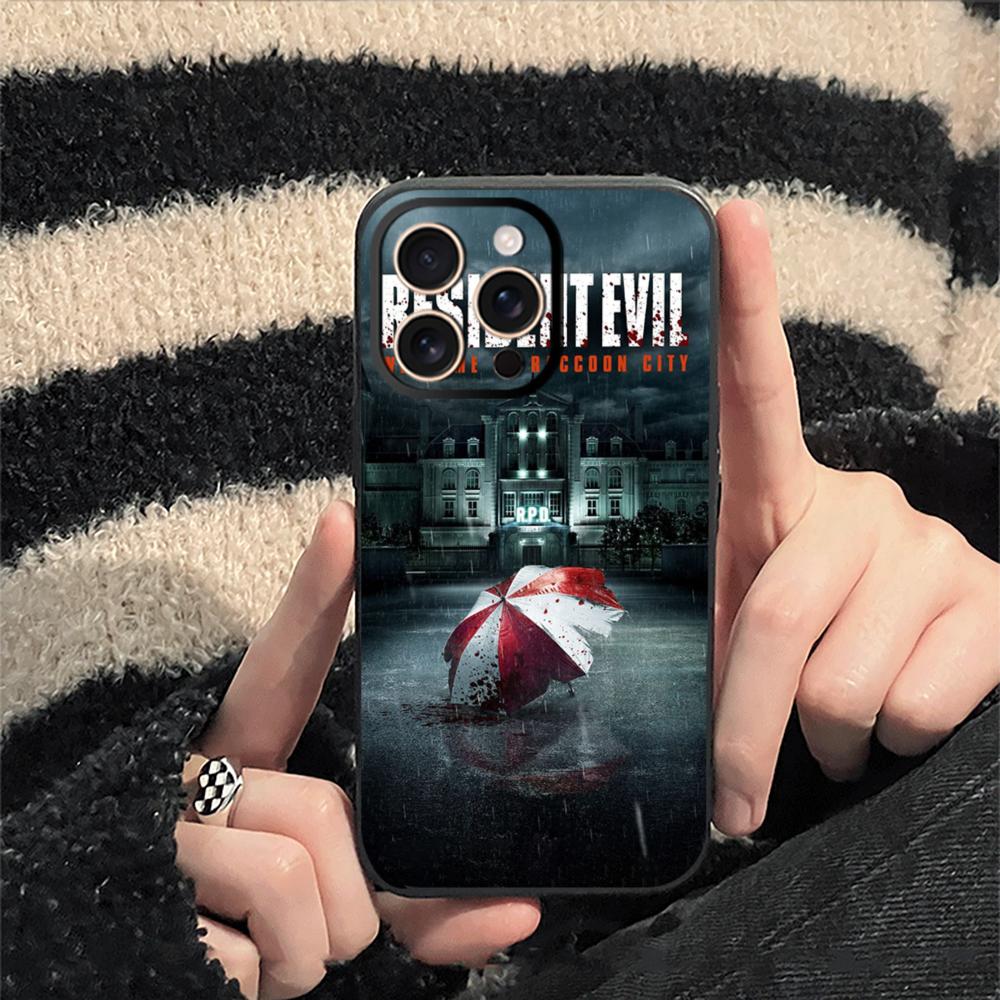 Classic Evil Umbrella Cool Pattern Design Phone Case For iPhone 17 16 15 14 13 12 Plus Mini Pro Max Soft Black Shockproof Cover