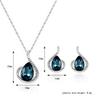 Korean Version New Oval Gemstone Necklace With Full Diamond Earrings Necklace Set