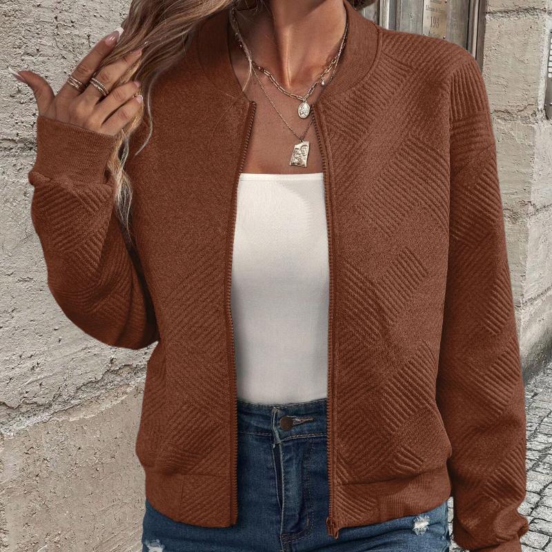 

Осеннее пальто 2025 года, Женская одежда, Новый стиль, Мода, Однотонное, На молнии, С круглым вырезом, Пальто с длинным рукавом, Повседневный дизайн XXL коричневый