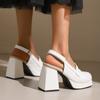 Women's high-heeled sandals spring and summer new waterproof table thick heel large size solid color bag head sandals