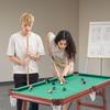 Folding Pool Table, 140cm Portable Billiards Tables, Foldable Space-Saving Entertainment Game Set Includes Ball, Cue, Rack, Chalk, Brush, Brown with