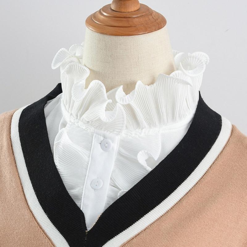 Ruffle Faux Collar Decorative Collars for Clothes Suit Removable False Collar Universal Shawl Elegant Top Lapel Shawl