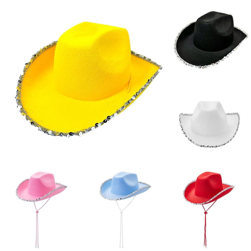 Christmas Cowboy Hat With Silver Edge For Holiday Party Costumes