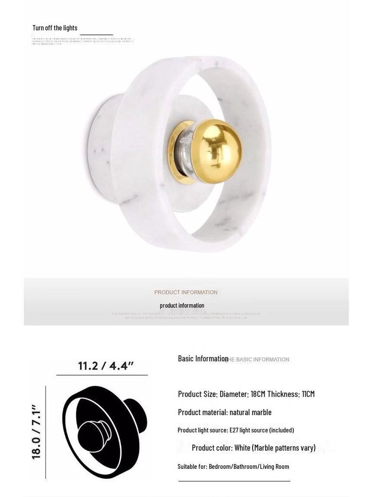 Nordic Minimalist Marble Wall Lamp - Modern Designer Light for Coffee Shops, Restaurants, Corridors, and Aisles.