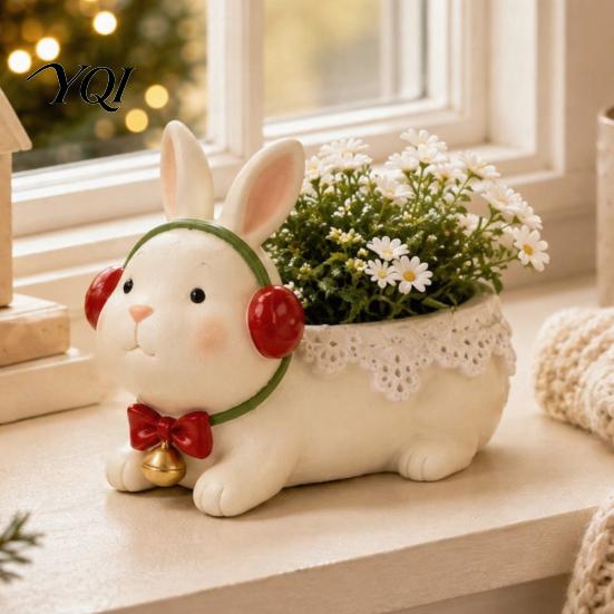 Unique Animal Shaped Pots Cute Christmas Succulent Planter, Small Plant Pot for Planter Indoor Home Desktop Decor, Gift Lovers Resin Containers
