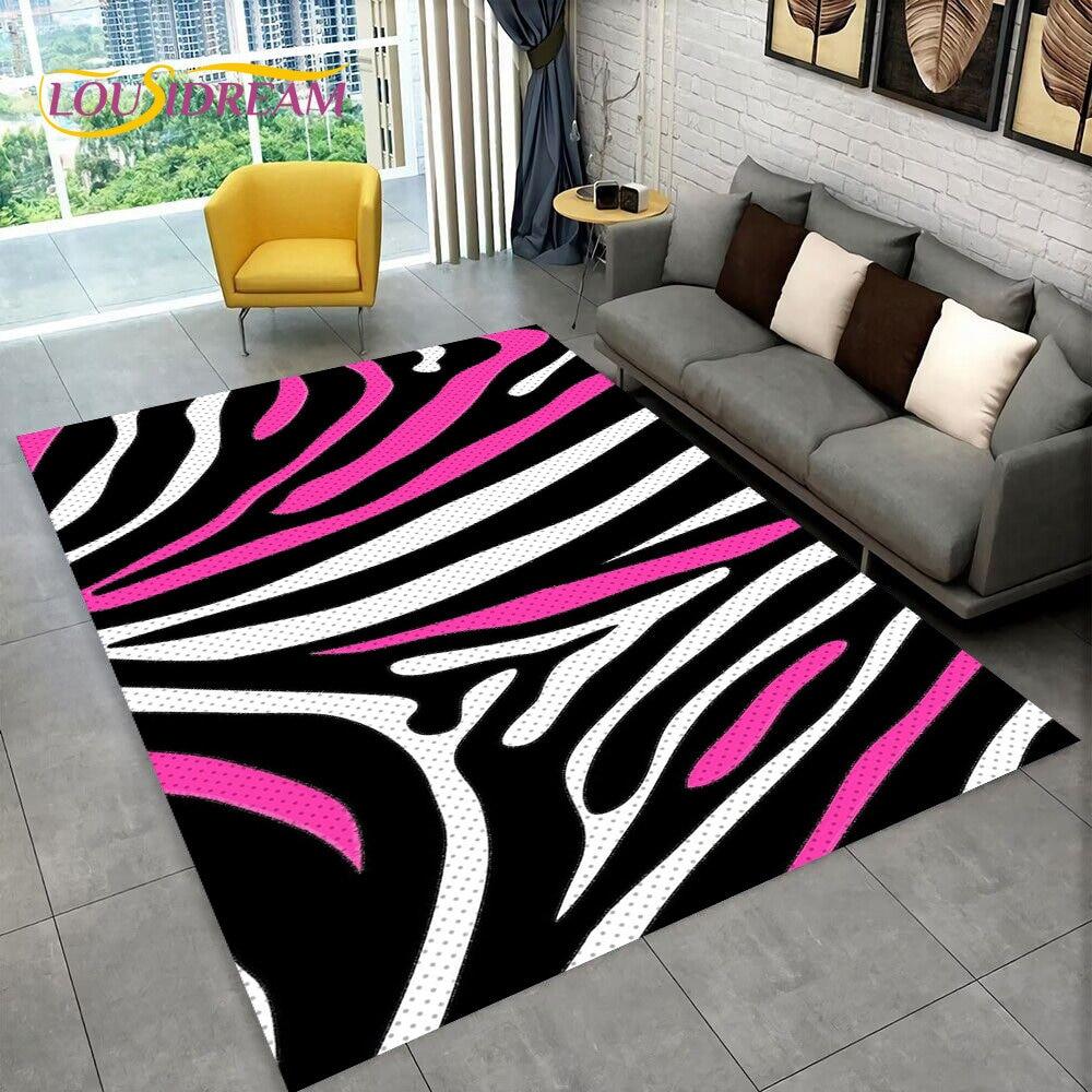 3D Colorful Zebra Pattern Area Rug,Carpet Rug for Living Room Bedroom Sofa Office Doormat Decoration, Kids Non-slip Floor Mat
