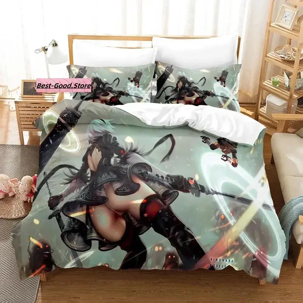 NieRAutomata Bedding Set Single Twin Full Queen King Size Bed Set Aldult Kid Bedroom Duvetcover Sets 3D Print Game Kawaii