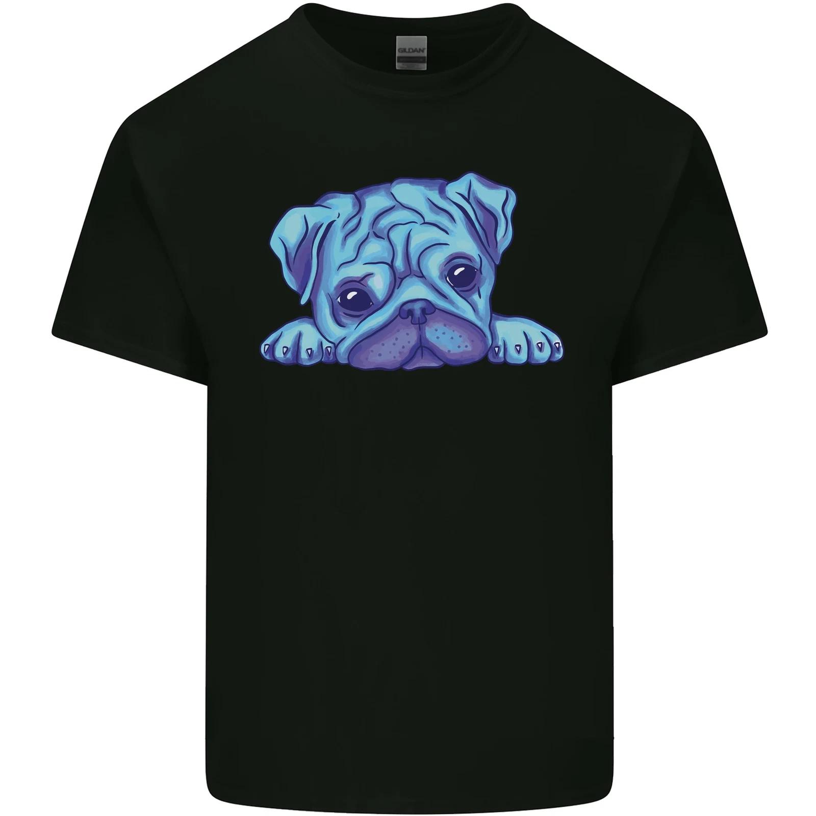 A Blue Watercolour Pug Kids T-Shirt Childrens XL