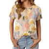 Women's Fashionable Casual Summer Floral Print V-neck Button Short-sleeved Top