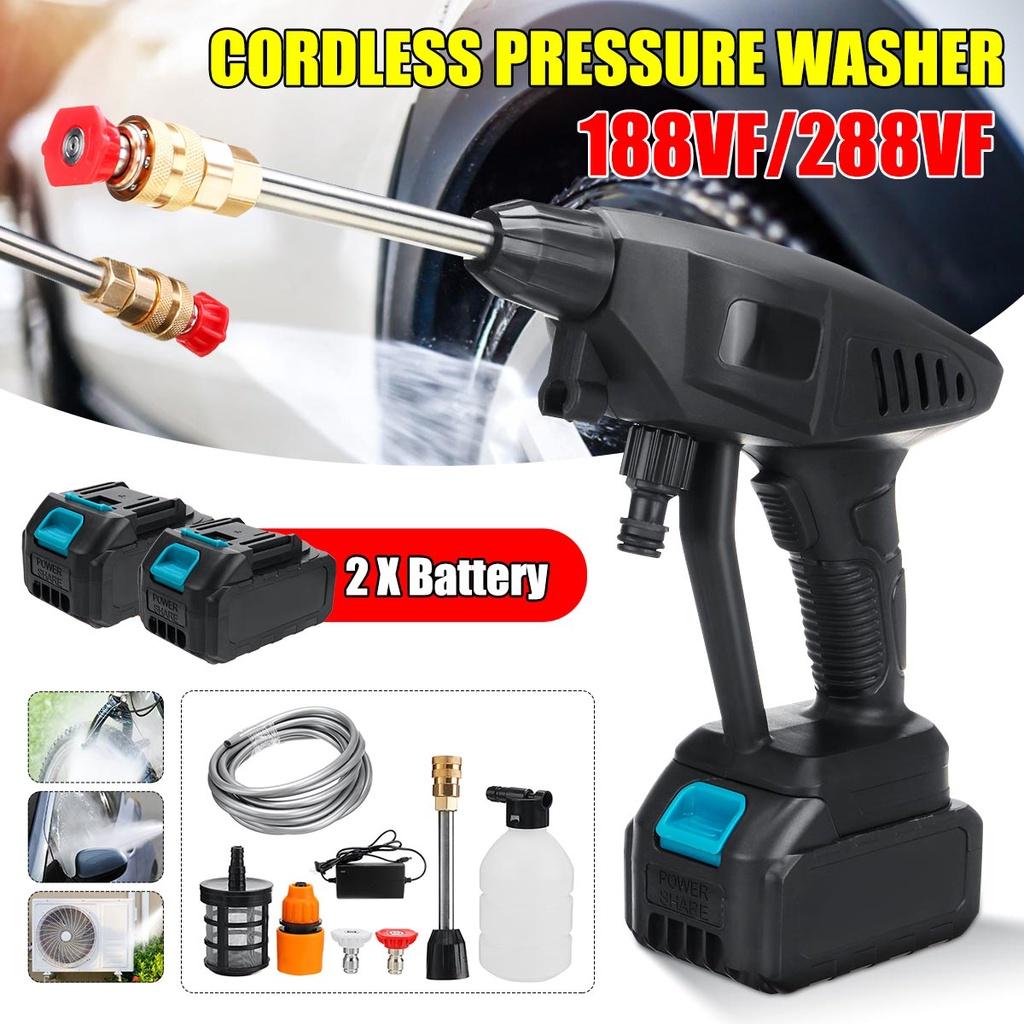 

Беспроводная автомойка 88000 мАч 30 бар Водяной пистолет для мойки автомобиля под высоким давлением Портативная мойка высокого давления Пена для аккумулятора Черный 5*1Battery