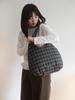 Oimo Check Padded Hobo Bag - Brown / Blue