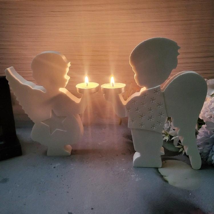 1Pair Candelabrum Gypsum Moulds Personalized Candle Holder Molds Angel Ornament Silicone Mould Practical Jewelry Tool