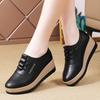 Fashion Women Square Toe Thick Soled Shoes with Lace Up Leather Solid Color Crawling Shoes Women Derby Shoes Fashionable Big Size 43