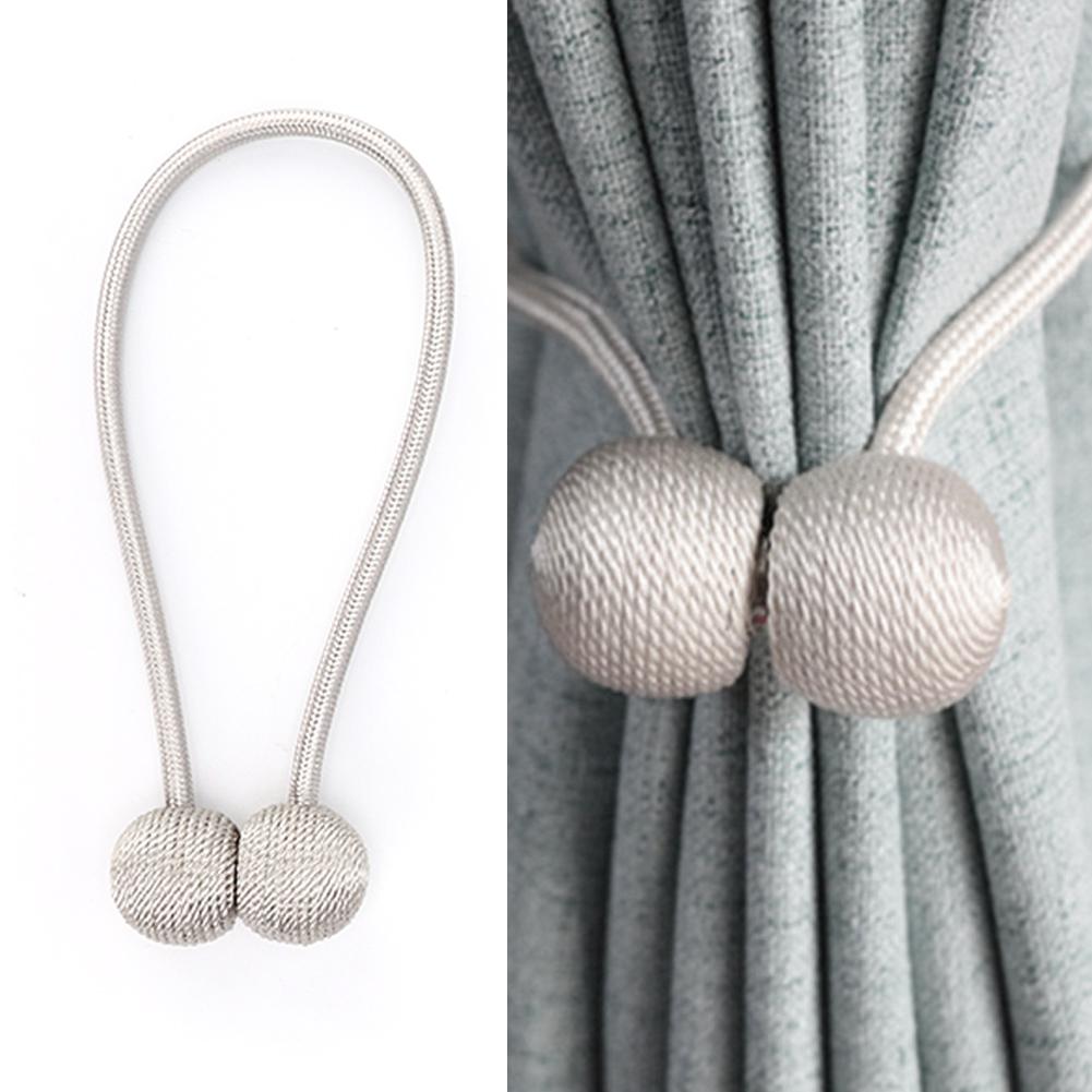 2Pcs Classical Round Ball Magnetic Curtain Tiebacks Curtain Buckle Tie Backs Holder AccessoriesGray