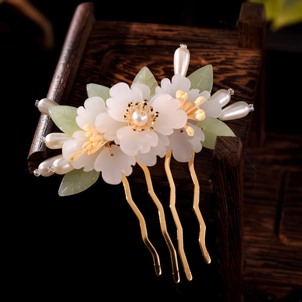 Floral Tang Dynasty Hairpin Tassel Flower Hair Comb Antique Ancient Hair Stick  Children