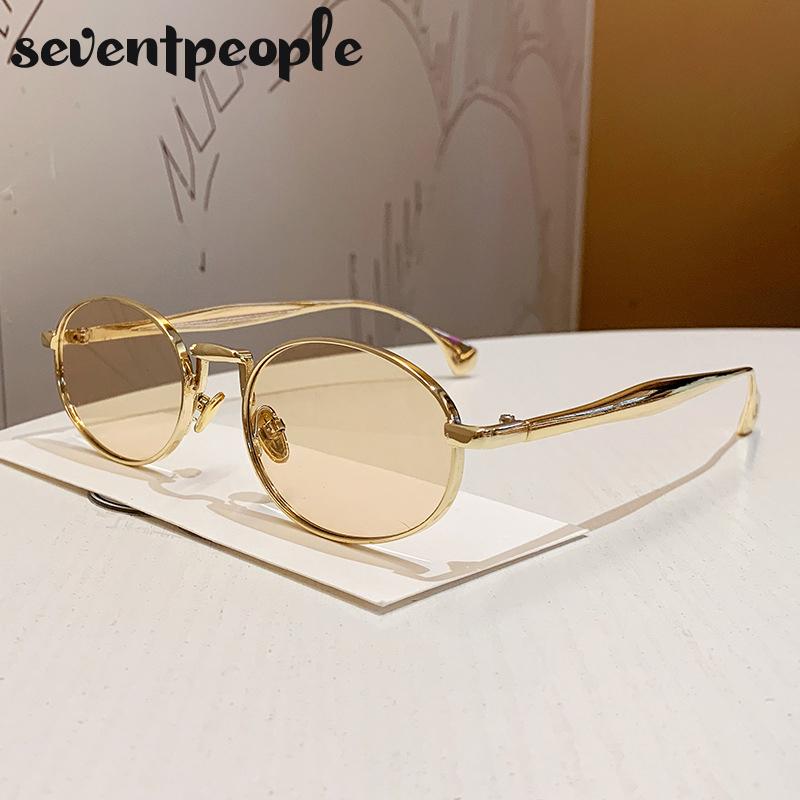 Steampunk Small Frame Oval Sunglasses Women  Luxury Brand Trendy Metal Frame Sun Glasses For Ladies Fashion Shades UV400