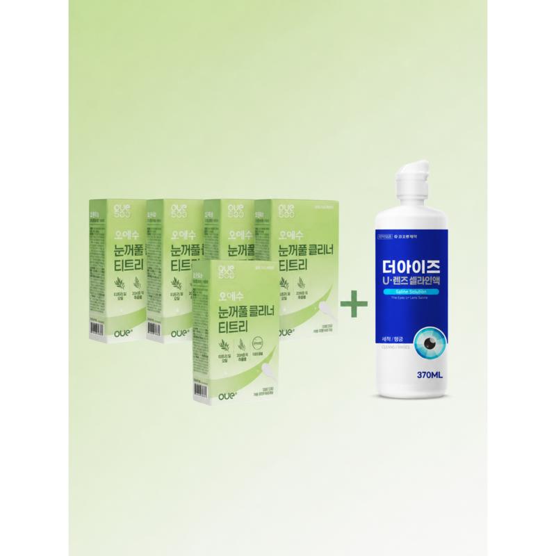 Oesu Eyelid Cleaner Tea Tree (30 pcs) 5 pcs + Free Saline 370ml Gift / Cotton Swab Cleansing, 4.2g, 5 pcs